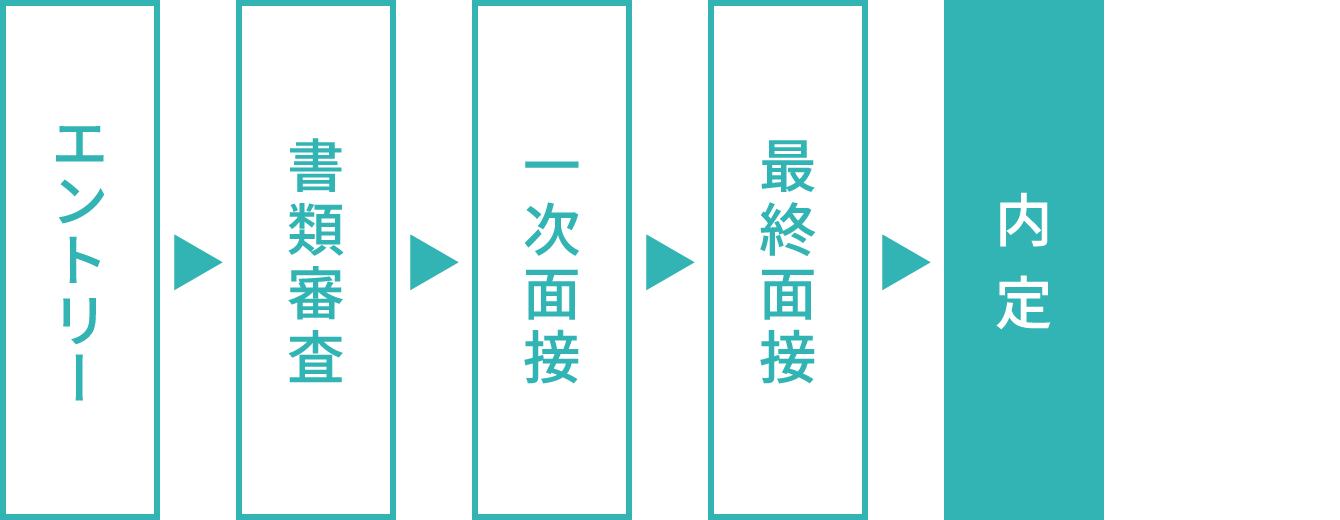 エントリー、書類審査、一次面接、最終面接、内定